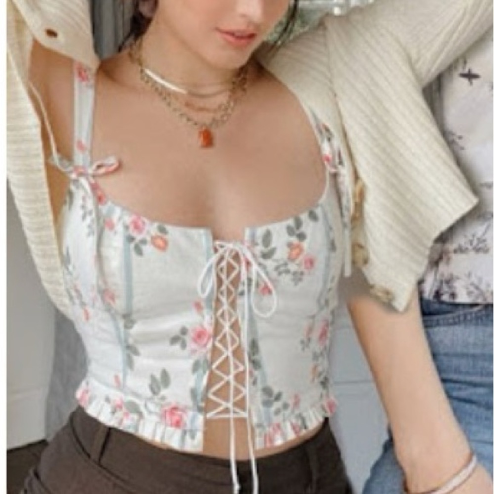 RARE For Love & Lemons Rose Bustier Corset Top